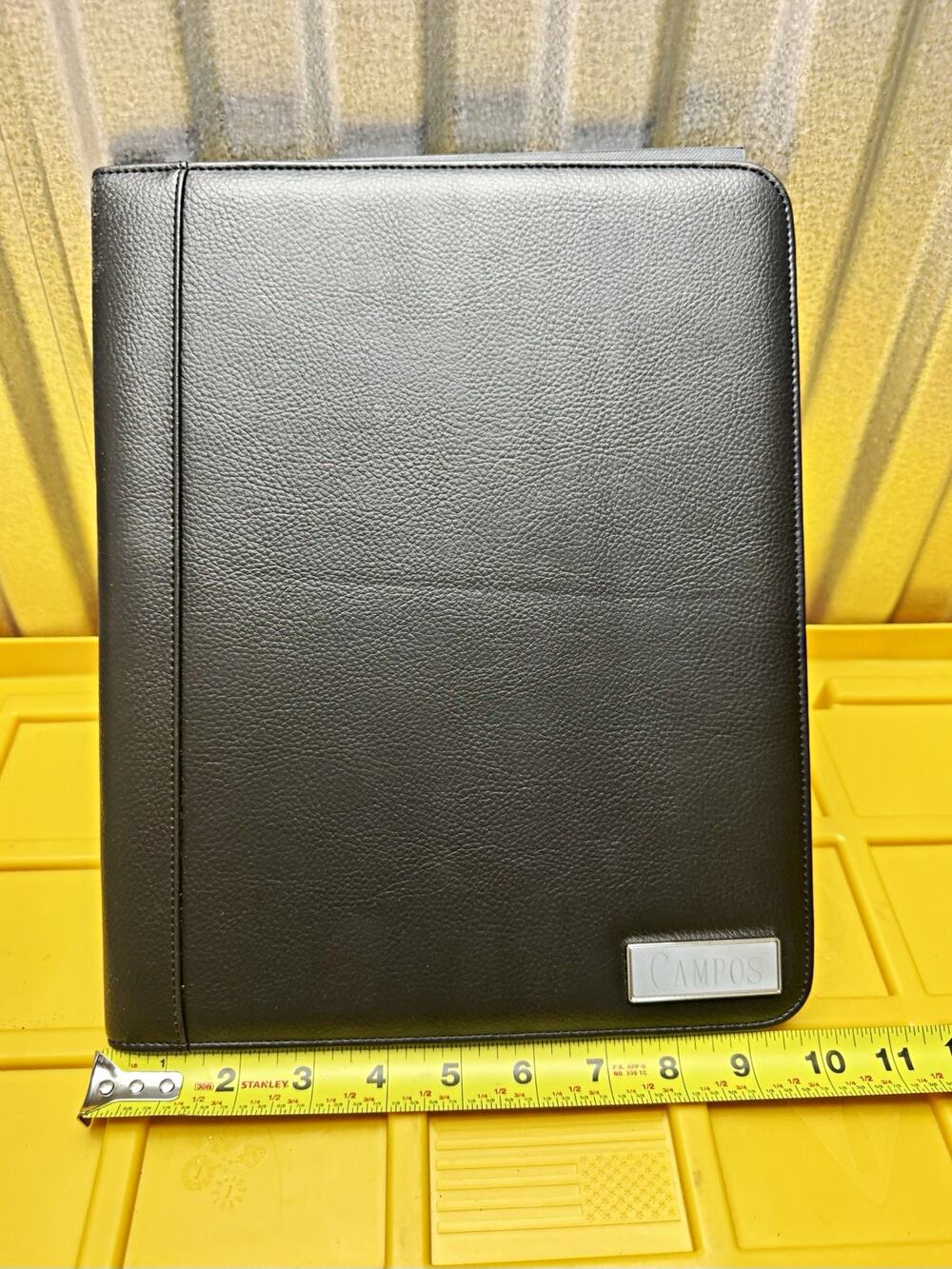 Things Remembered Campos Black Zippered Portfolio Padfolio Organizer w/ Pen Loop